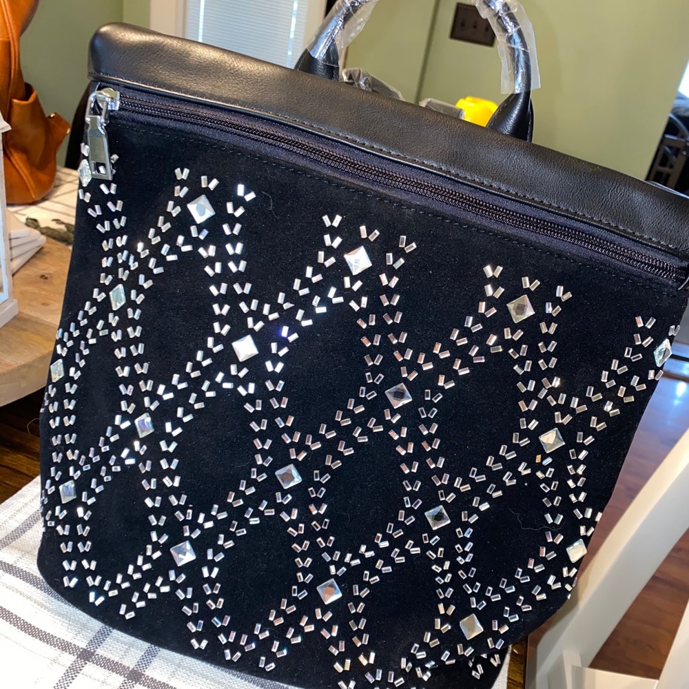 Black sequin backpack